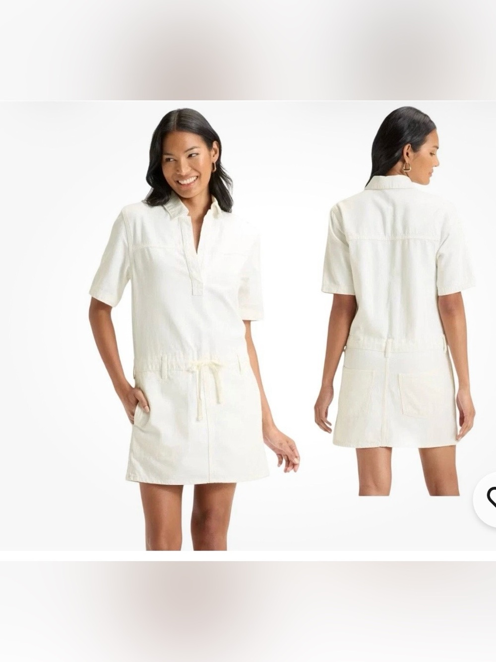 Women’s short sleeve white denim dress